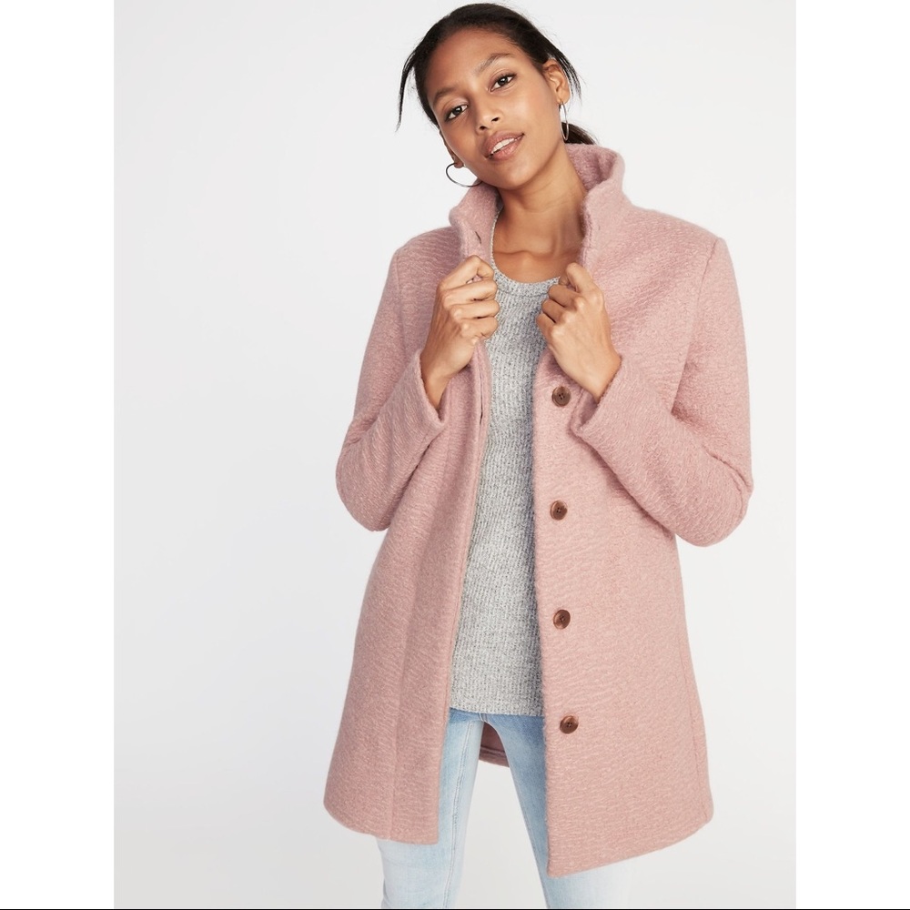 ❌SOLD❌ Pink Mock Neck Boucle Coat